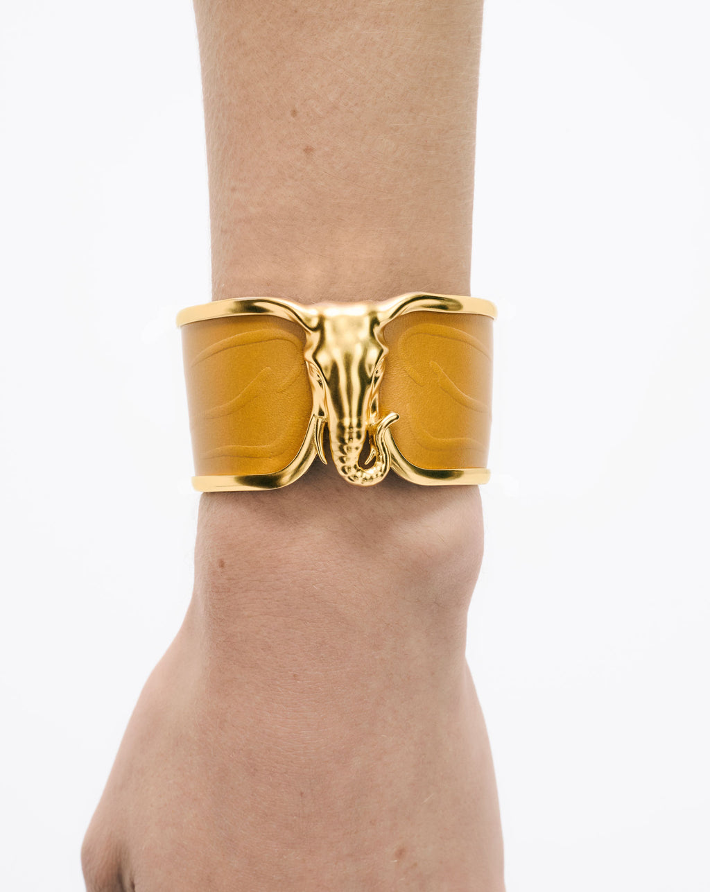 Elefant Sennep Læder & 18K Guld Armring