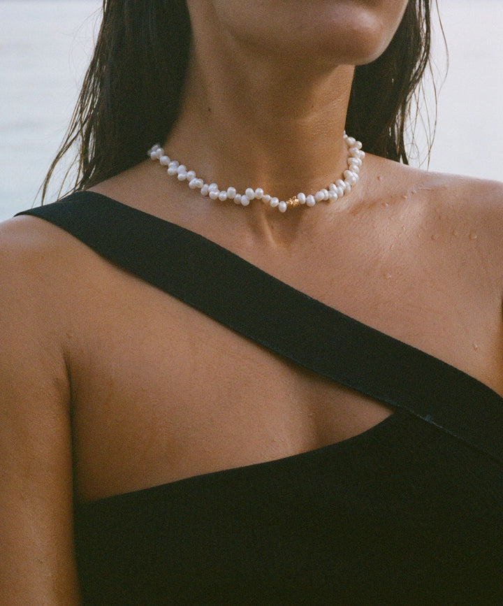The Rice Pearl 18K Forgyldt Choker m. Perler
