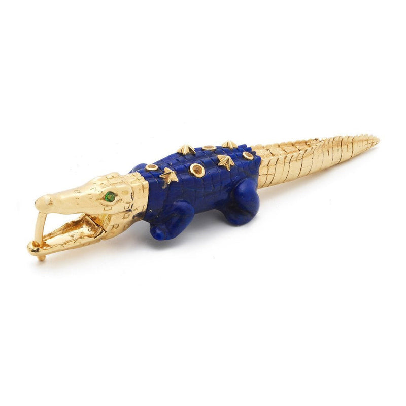 Lapis Star Alligator Bite 18K Gold Earring