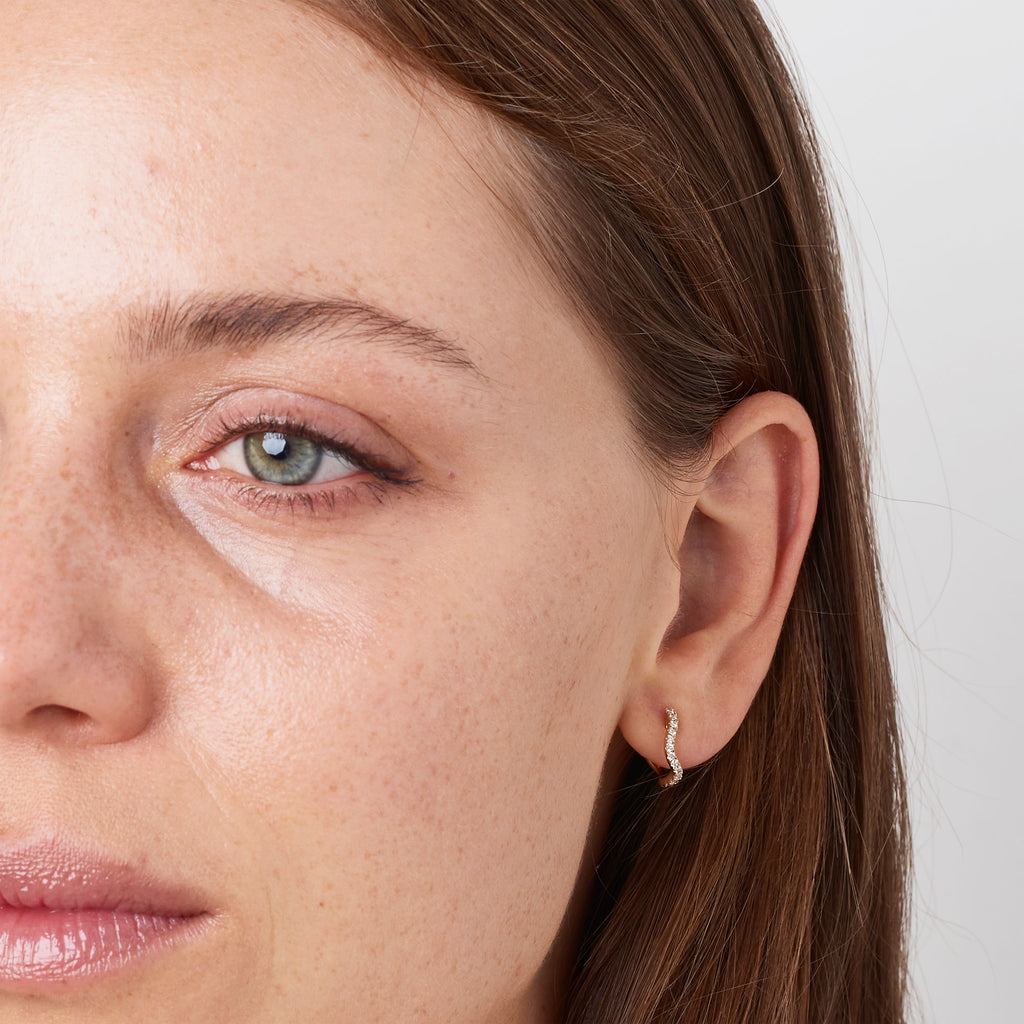 VAYU 14K Gold Hoops w. Diamonds