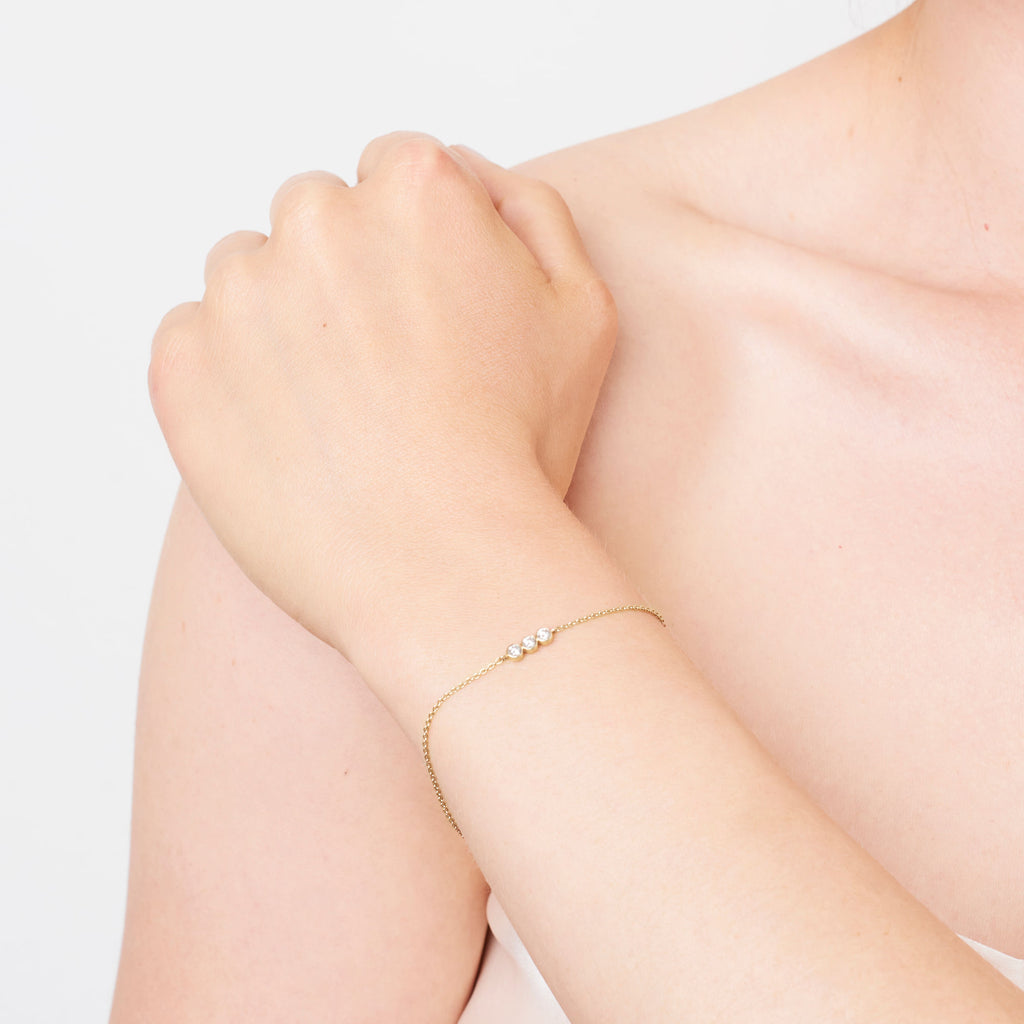 Saya 14K Gold Bracelet w. Diamonds