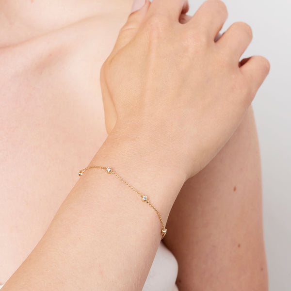 5 Diamonds 14K Gold Bracelet