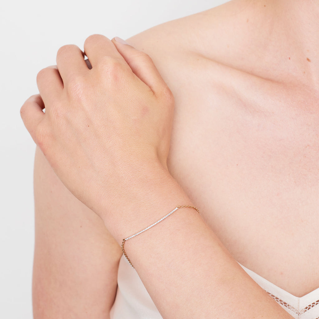 Bar 14K Guld Armbånd m. Diamanter