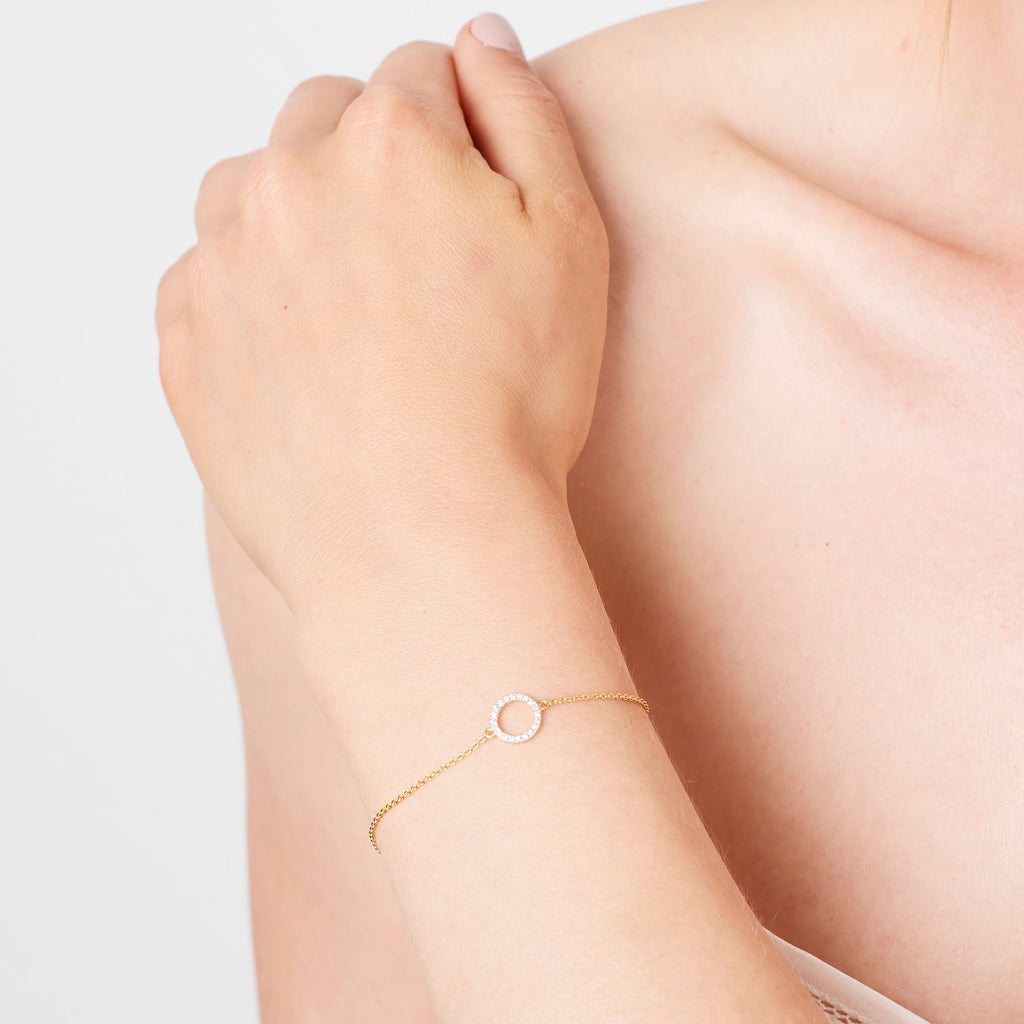 Circle 14K Guld Armbånd m. Diamanter