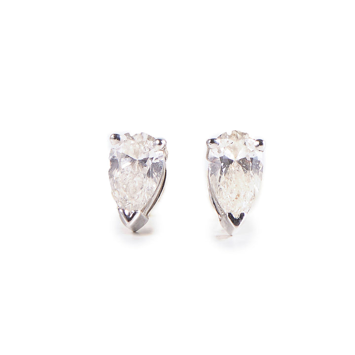 Pear 14K Gold Studs w. Diamonds
