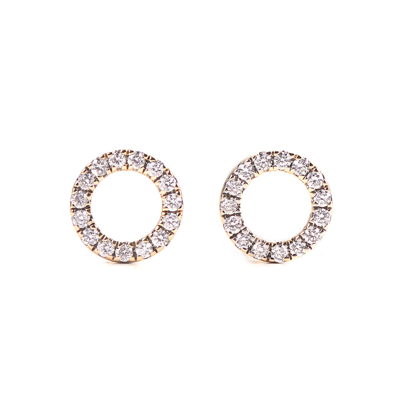 Circle 14K Gold Studs w. Diamonds