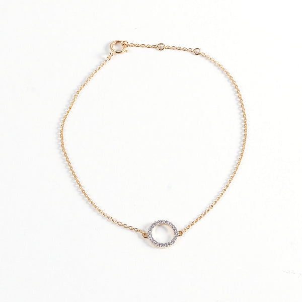 Circle 14K Gold Bracelet w. Diamonds