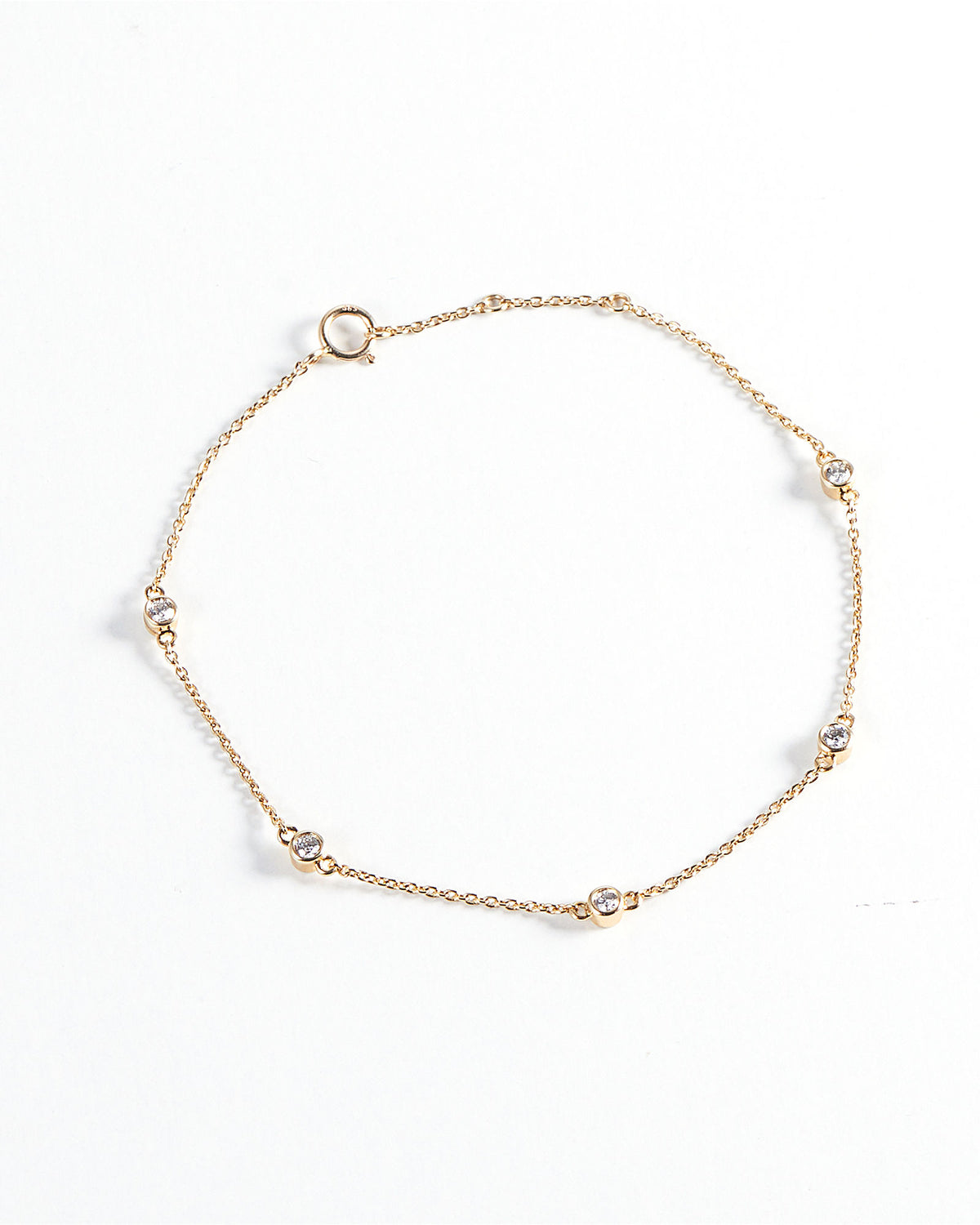 5 Diamonds 14K Gold Bracelet