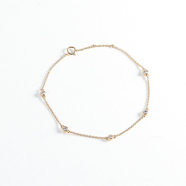 5 Diamonds 14K Gold Bracelet