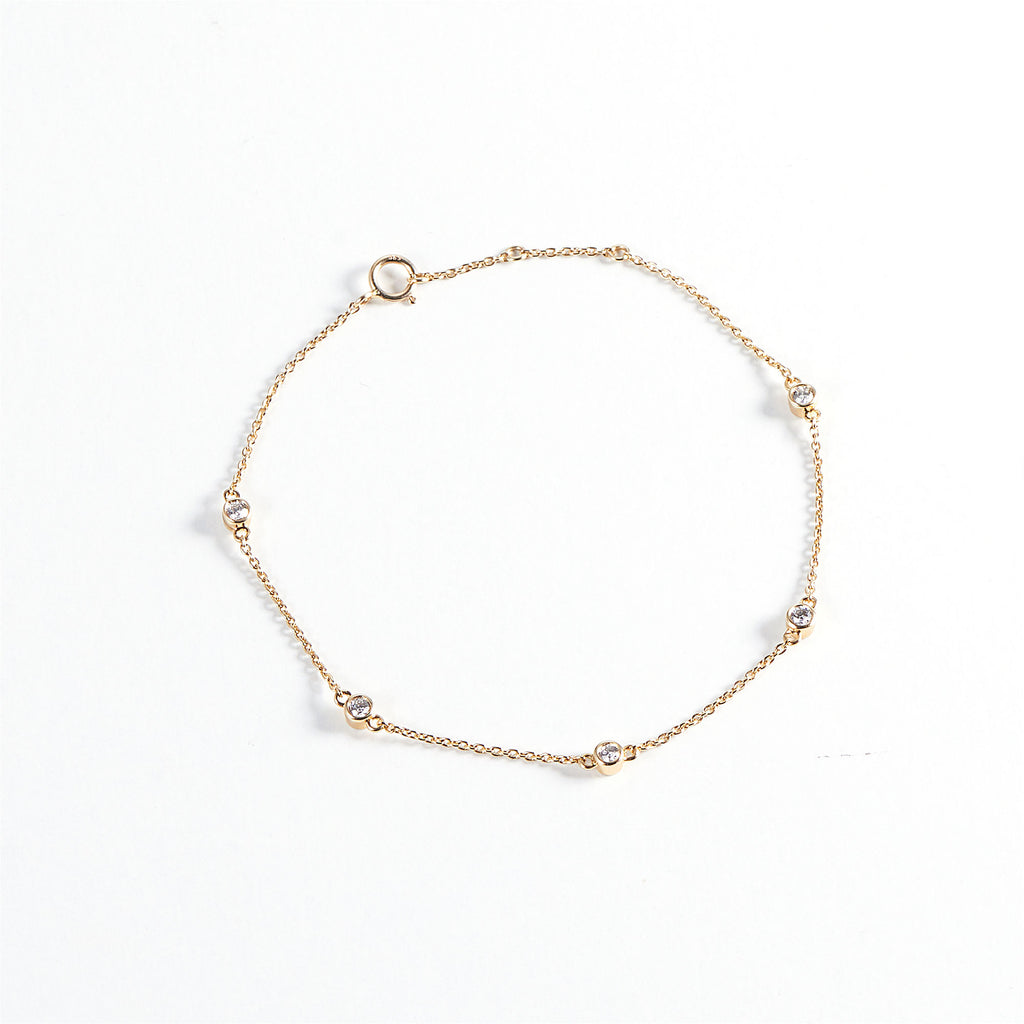 5 Diamanter 14K Guld Armbånd