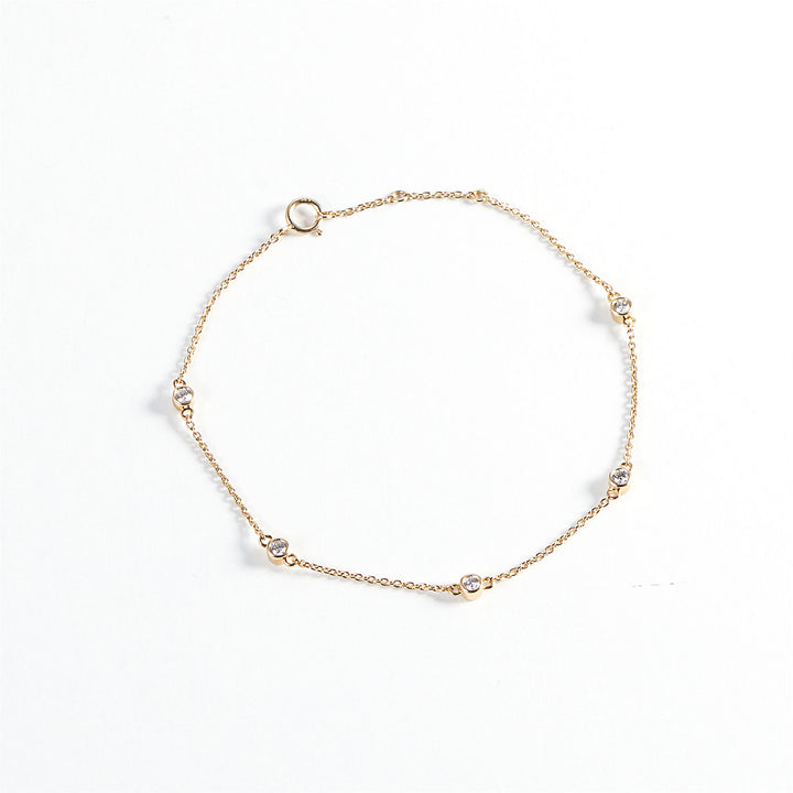 5 Diamonds 14K Gold Bracelet
