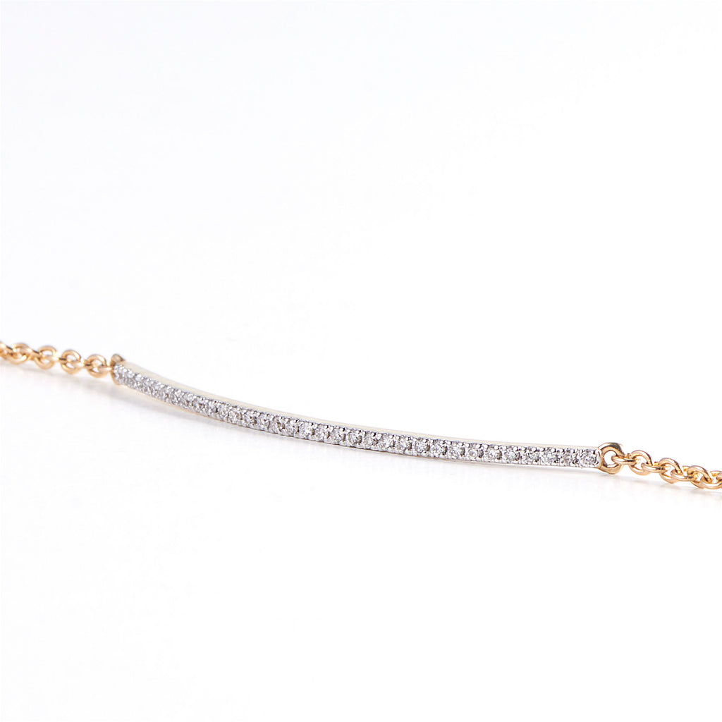 Bar 14K Guld Armbånd m. Diamanter