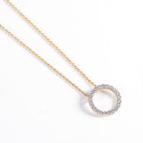 Circle Diamond Necklace 14K Gold Necklaces w. Diamond