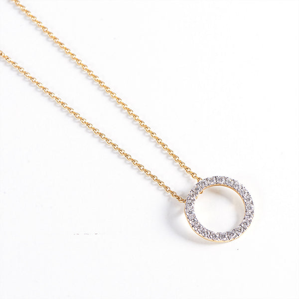 Circle Diamond Necklace 14K Gold Necklaces w. Diamond