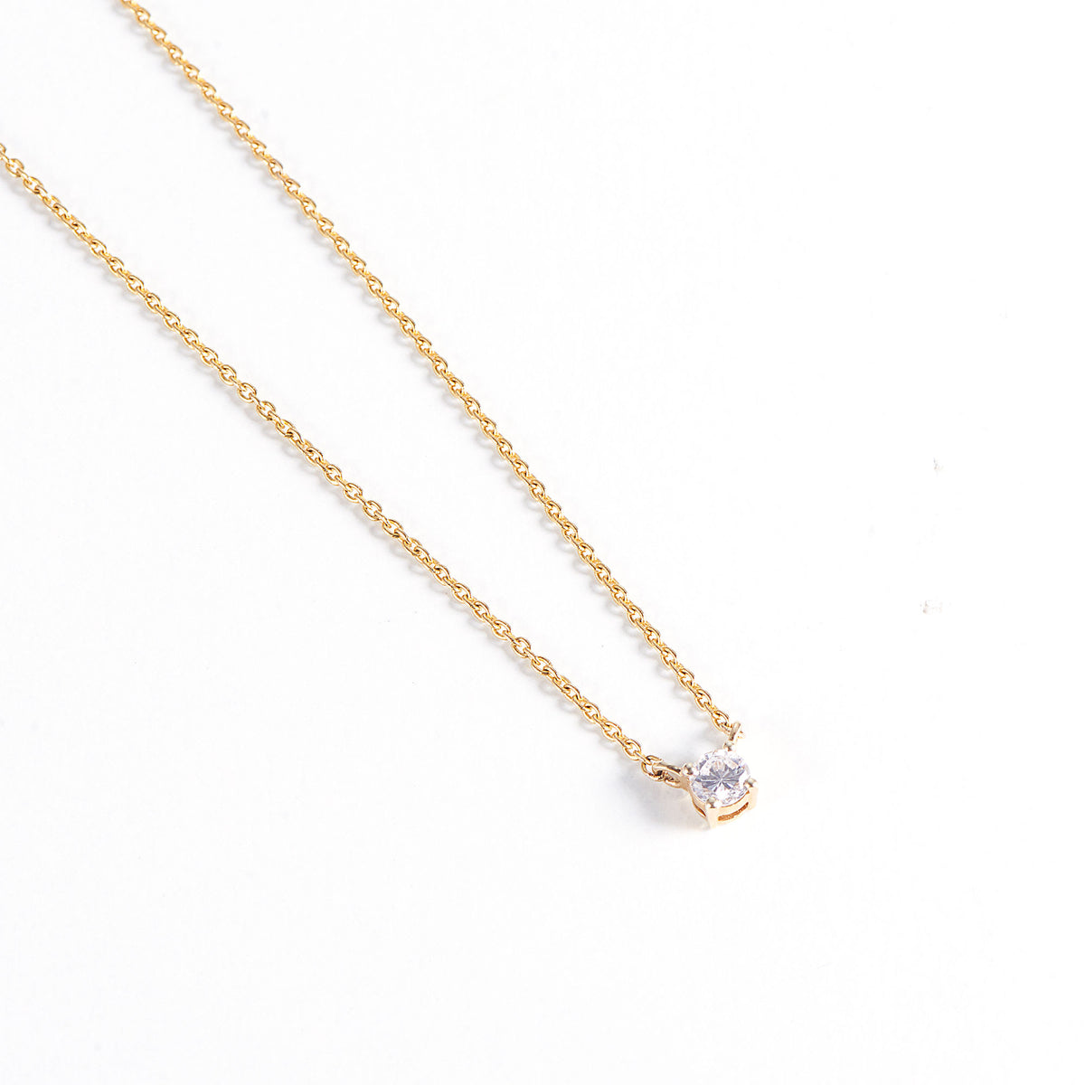 Solitaire Halskette aus 14K Gold mit Diamant