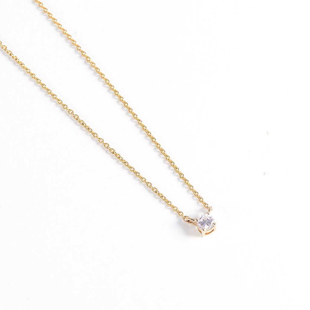 Solitaire Halskette aus 14K Gold mit Diamant