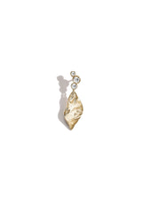Elysia Leaf Grande 14k goldener Ohrring m. Diamanten