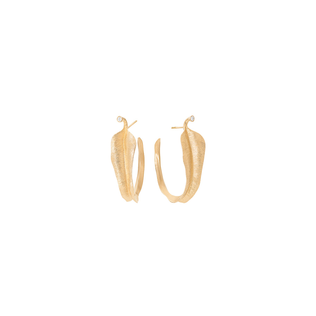 Kleine Leaves Hoops aus 18K Gold I Diamanten
