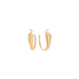 Small Leaves 18K Gold Hoops w. Diamonds