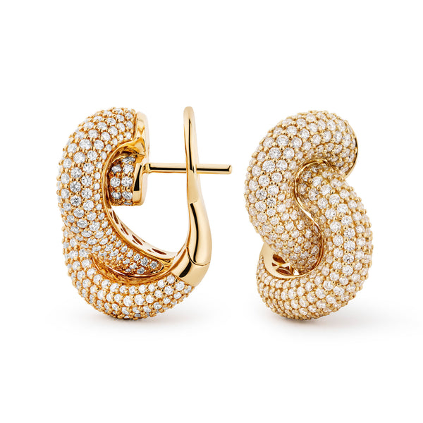 Legacy Knot Big Pavé 18K Gold Earrings w. Diamonds