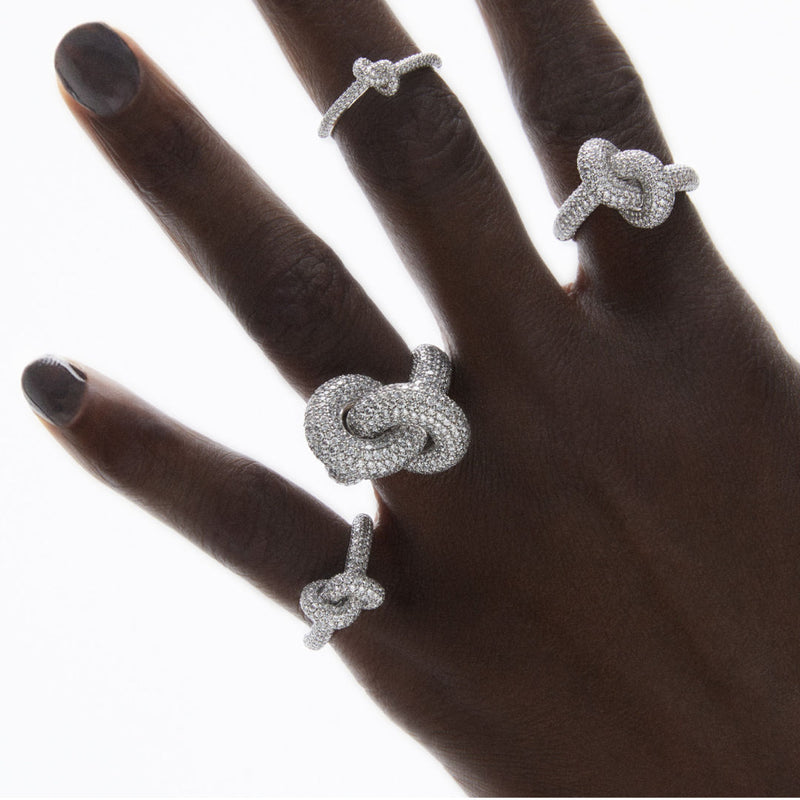Legacy Knot Mellem (Loose) 18K Hvidguld Ring m. Diamanter