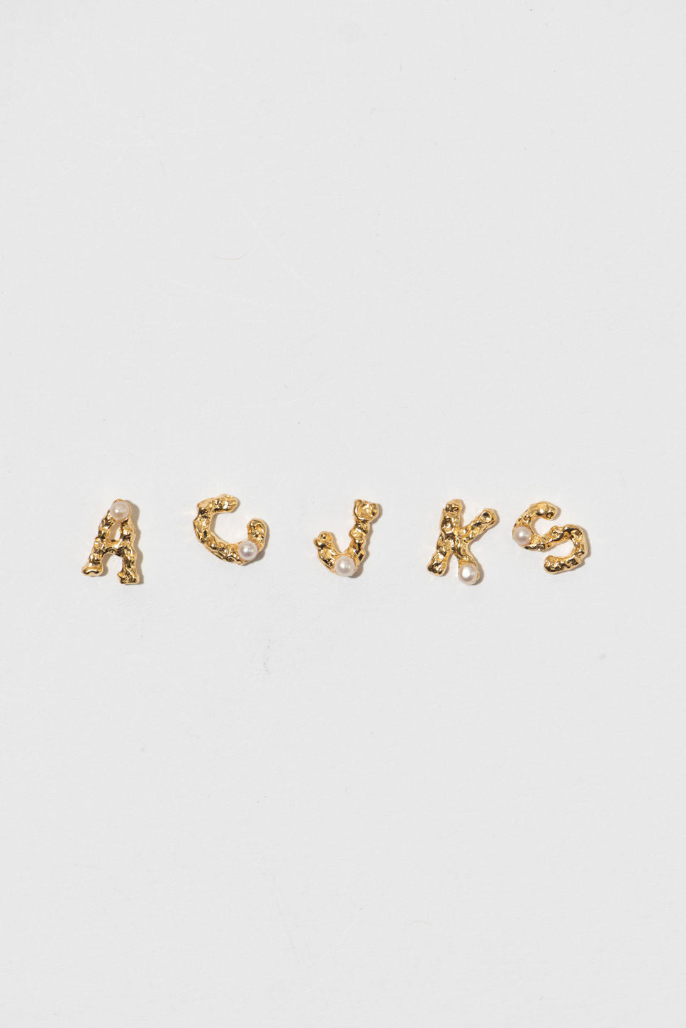 The Letter 18K Gold Plated Studs w. Pearl