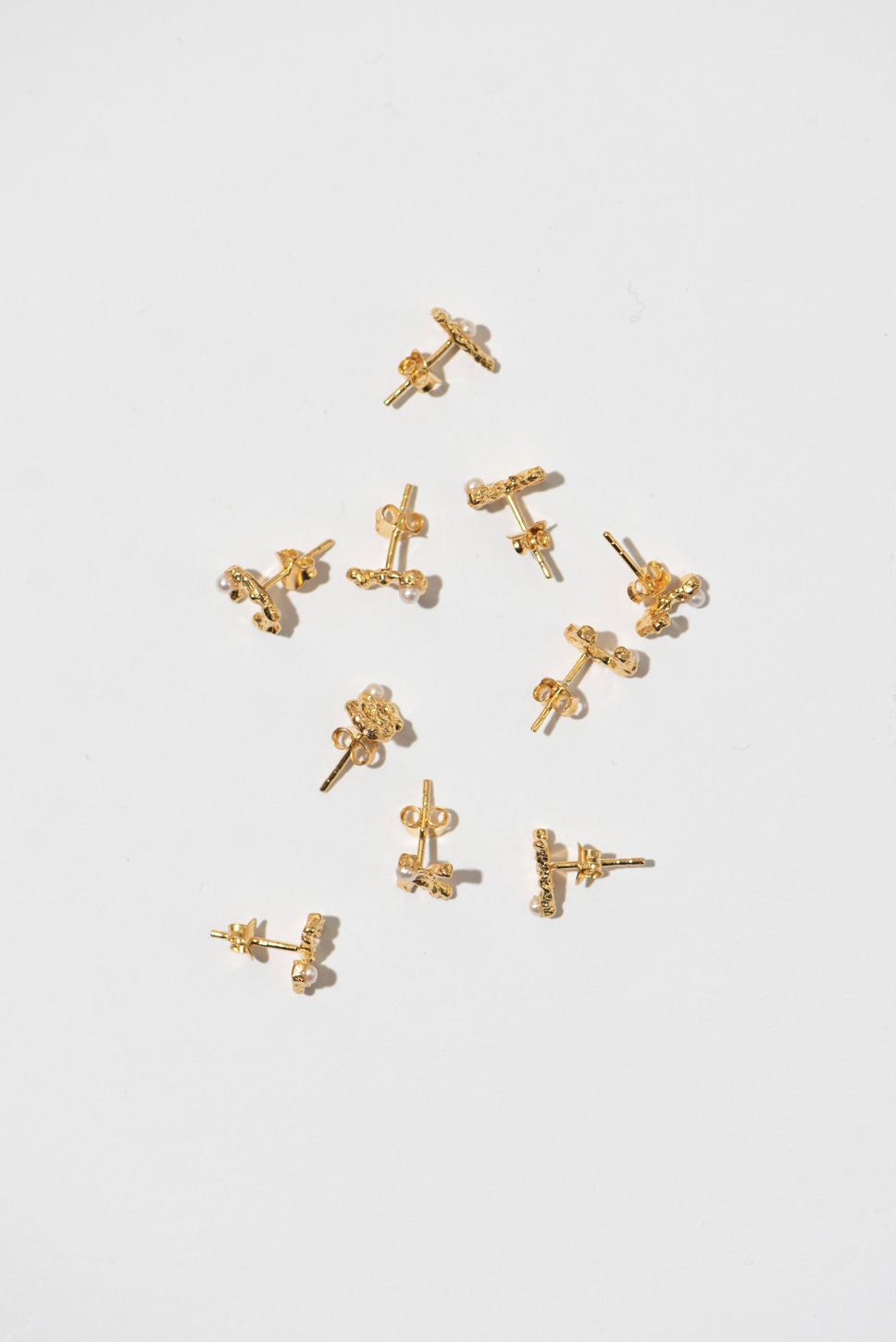 The Letter 18K Gold Plated Studs w. Pearl