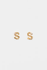 The Letter 18K Gold Plated Studs w. Pearl