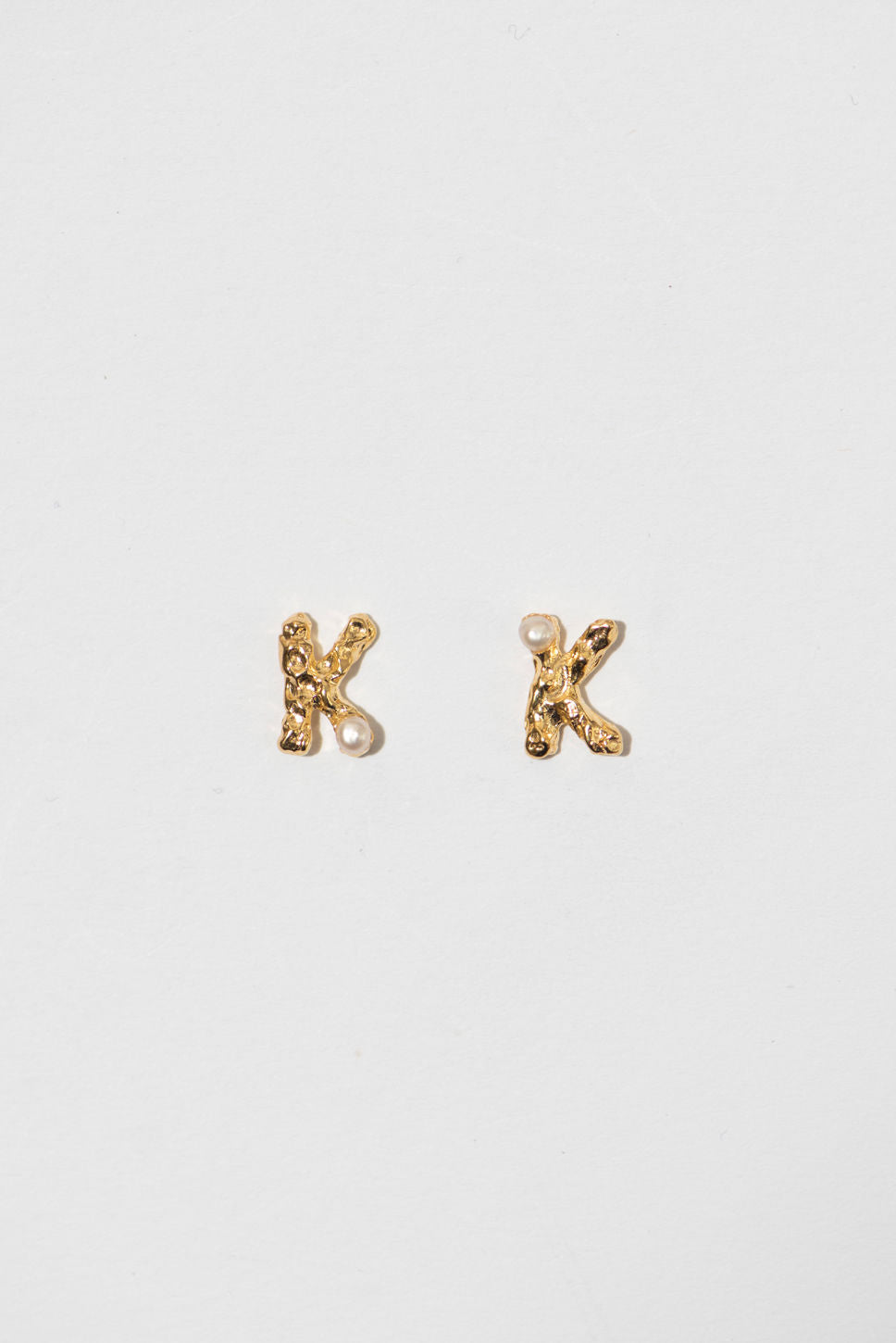 The Letter 18K Gold Plated Studs w. Pearl