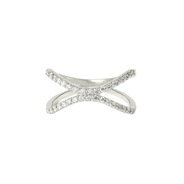 Bogstav X 18K Hvidguld Ring m. Diamanter