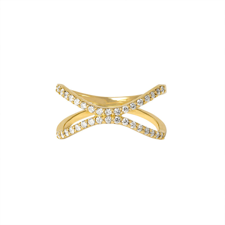 Letter X Ring aus 18K Gold mit Diamanten