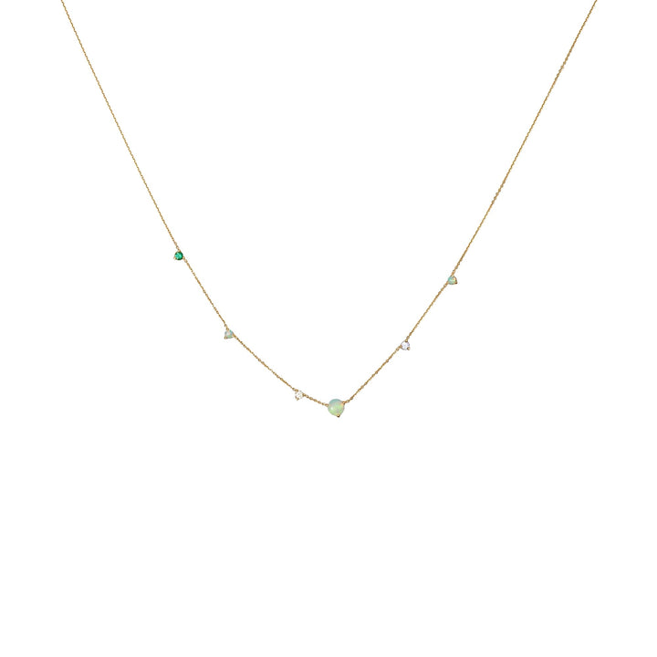 Lineare Kette 14K Gold Halskette w. Opal, Diamant, Emerald & Saphir