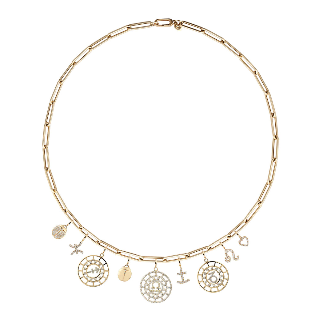 Charm Link Chain 18K Gold or Whitegold Necklace