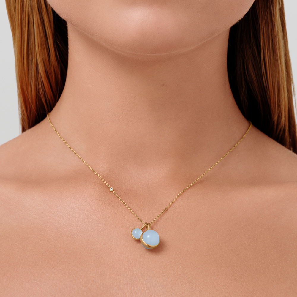 Little Prime Gold Plated Pendant w. Milky Aqua Crystal