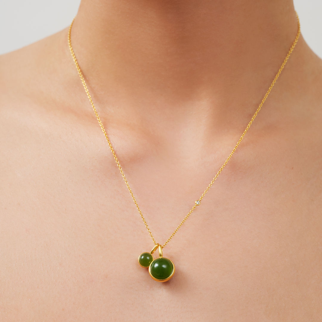 Little Prime Gold Plated Pendant w. Moss Green Crystal
