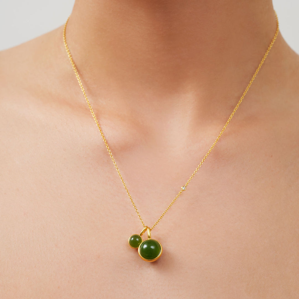 Little Prime Gold Plated Pendant w. Moss Green Crystal