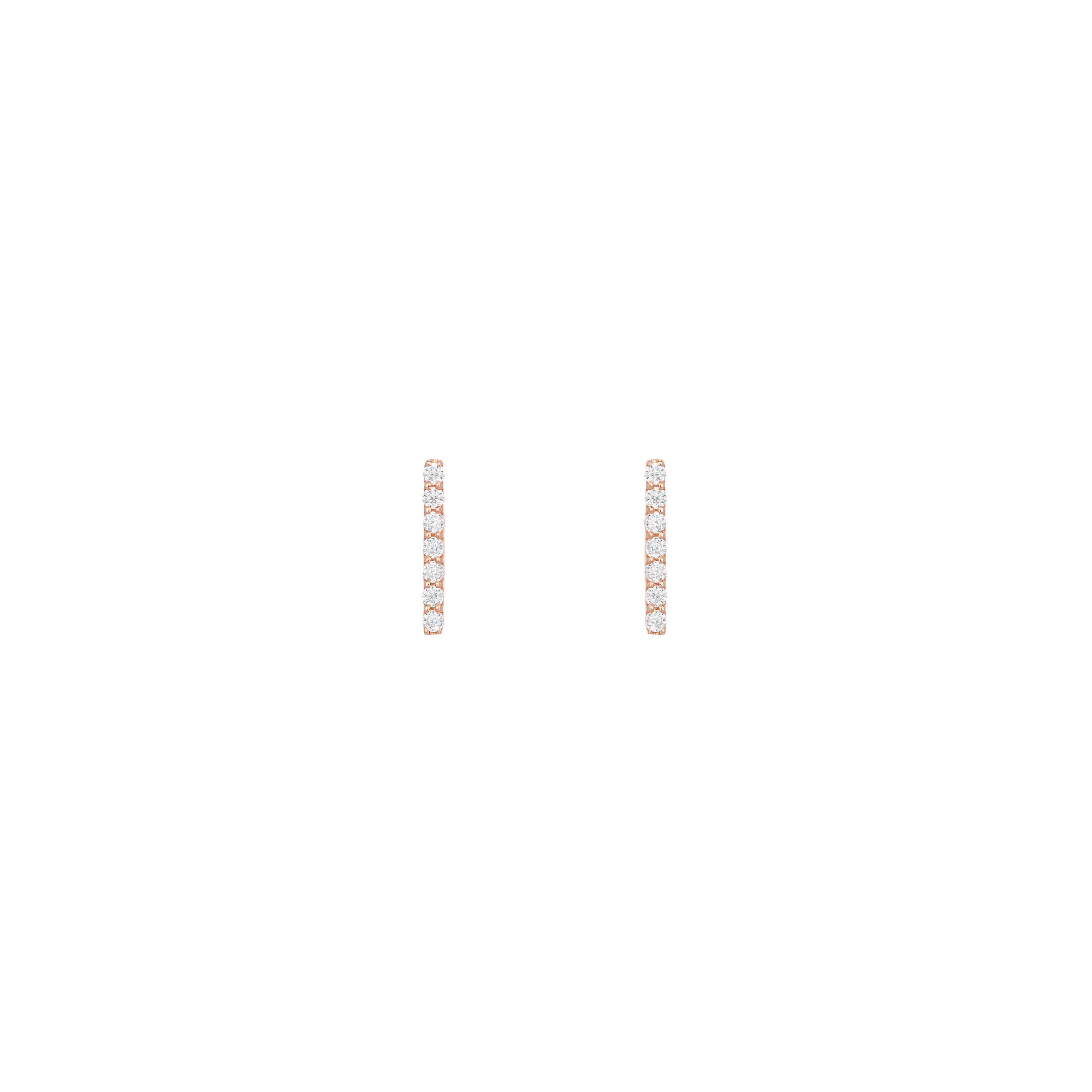 Long Bar 18K Rose Gold Stud w. Diamonds