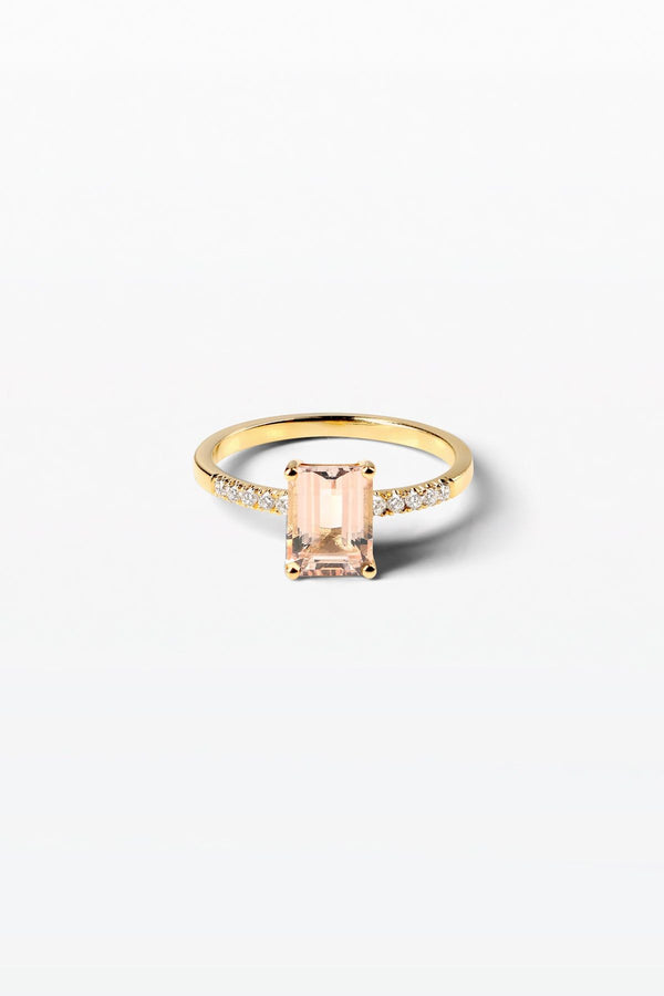 Lustre 08 18K Guld Ring m. Diamant & Morganit