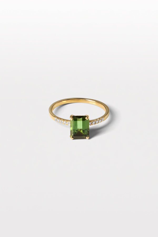 Lustre 08 18K Guld Ring m. Diamant & Turmalin