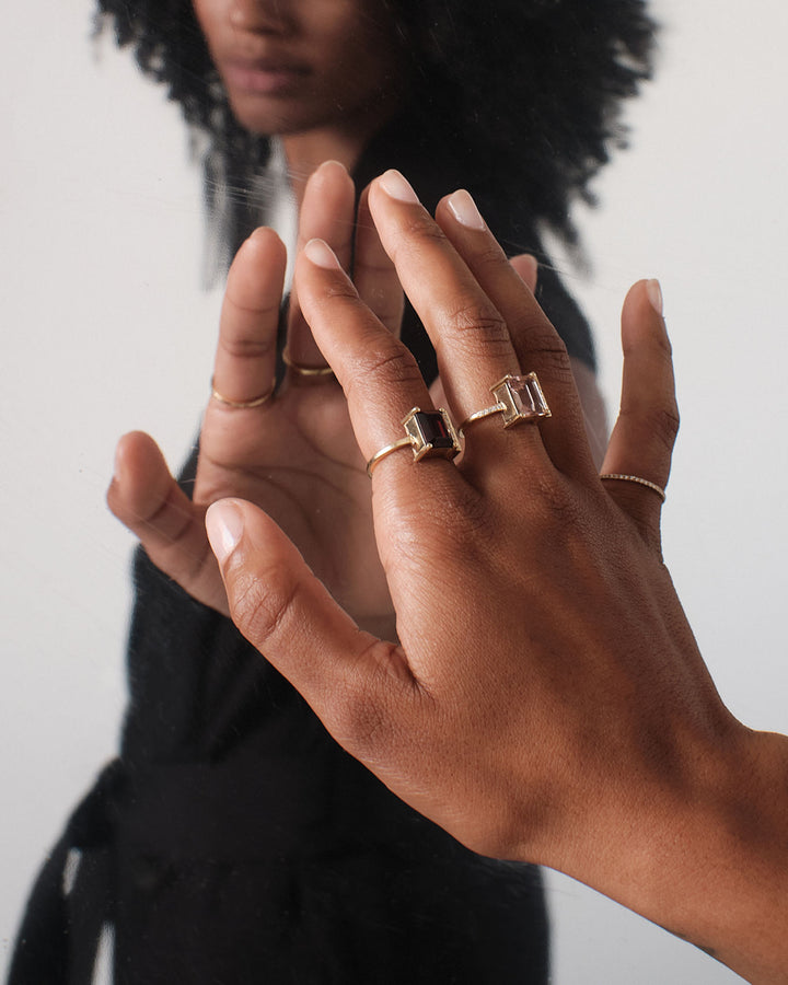 Lustre 06 18K Gold Ring w. Diamonds & Morganite