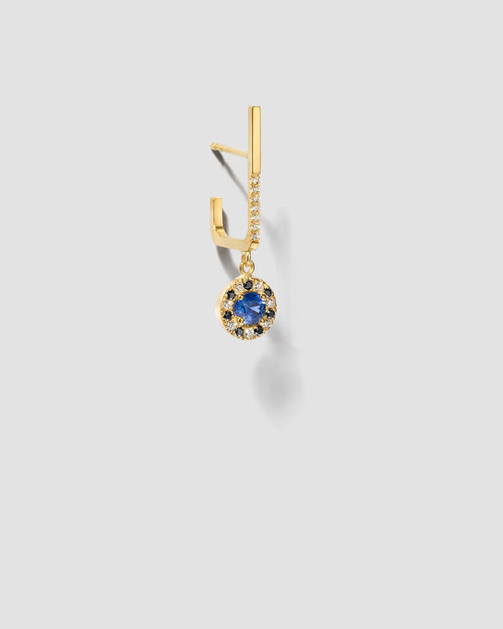 Single 16 18K Gold Studs w. Sapphire & Diamonds