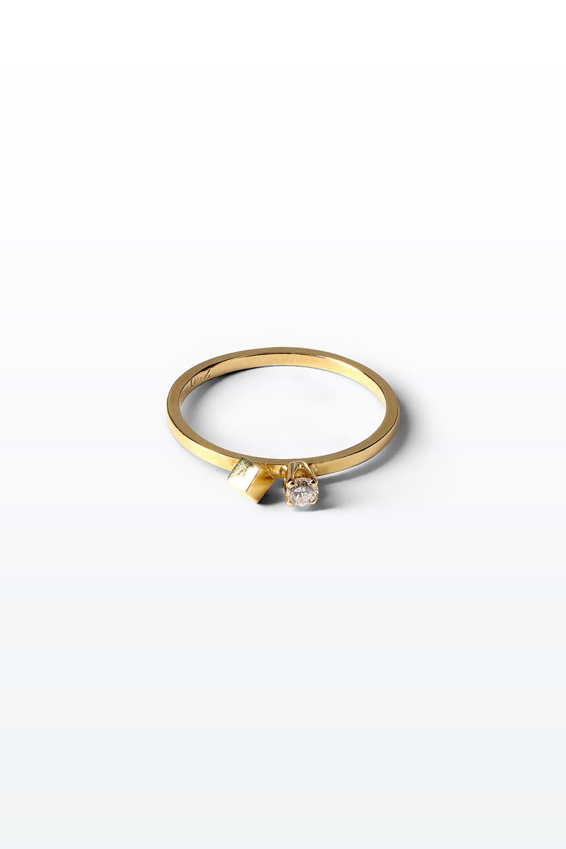 (un)refined 07 18K Guld Ring m. Diamant