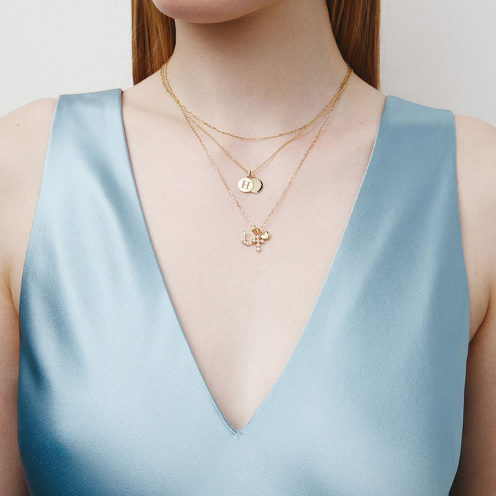 Love Letter 14K Gold Pendant w. Diamonds