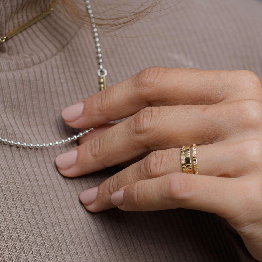 Lovelines Milestones Wedding 18K Gold Ring w. Diamonds