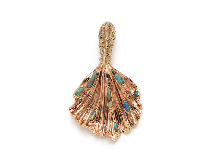 Sirenenschwanz 18K Weißgold & Roségold Ohrring w. Opale