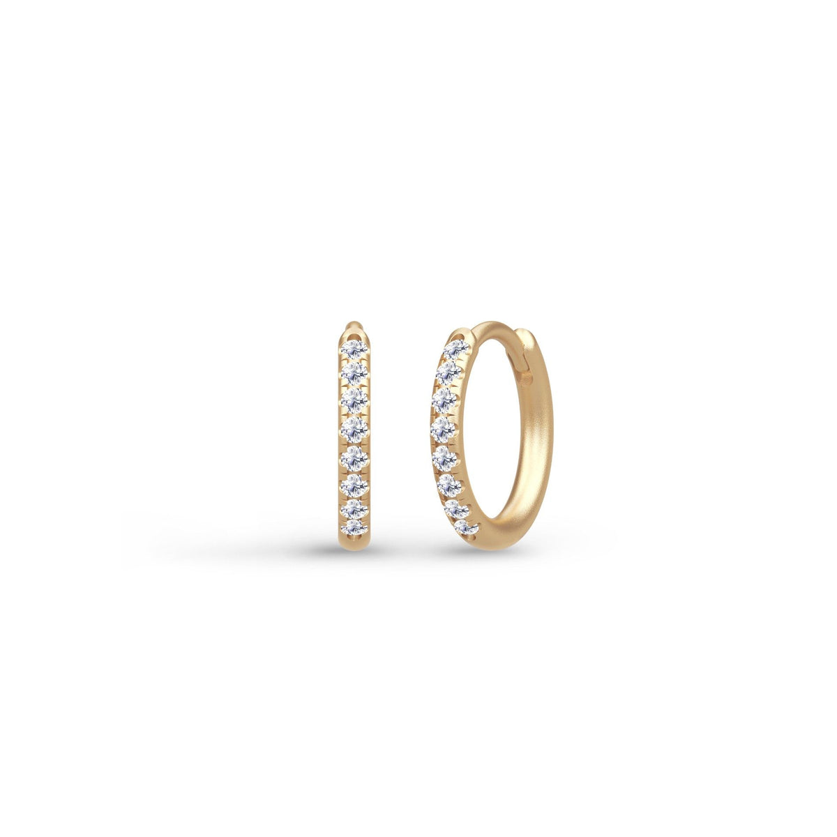 Lulia Mini 14K Gold Hoops w. Diamonds