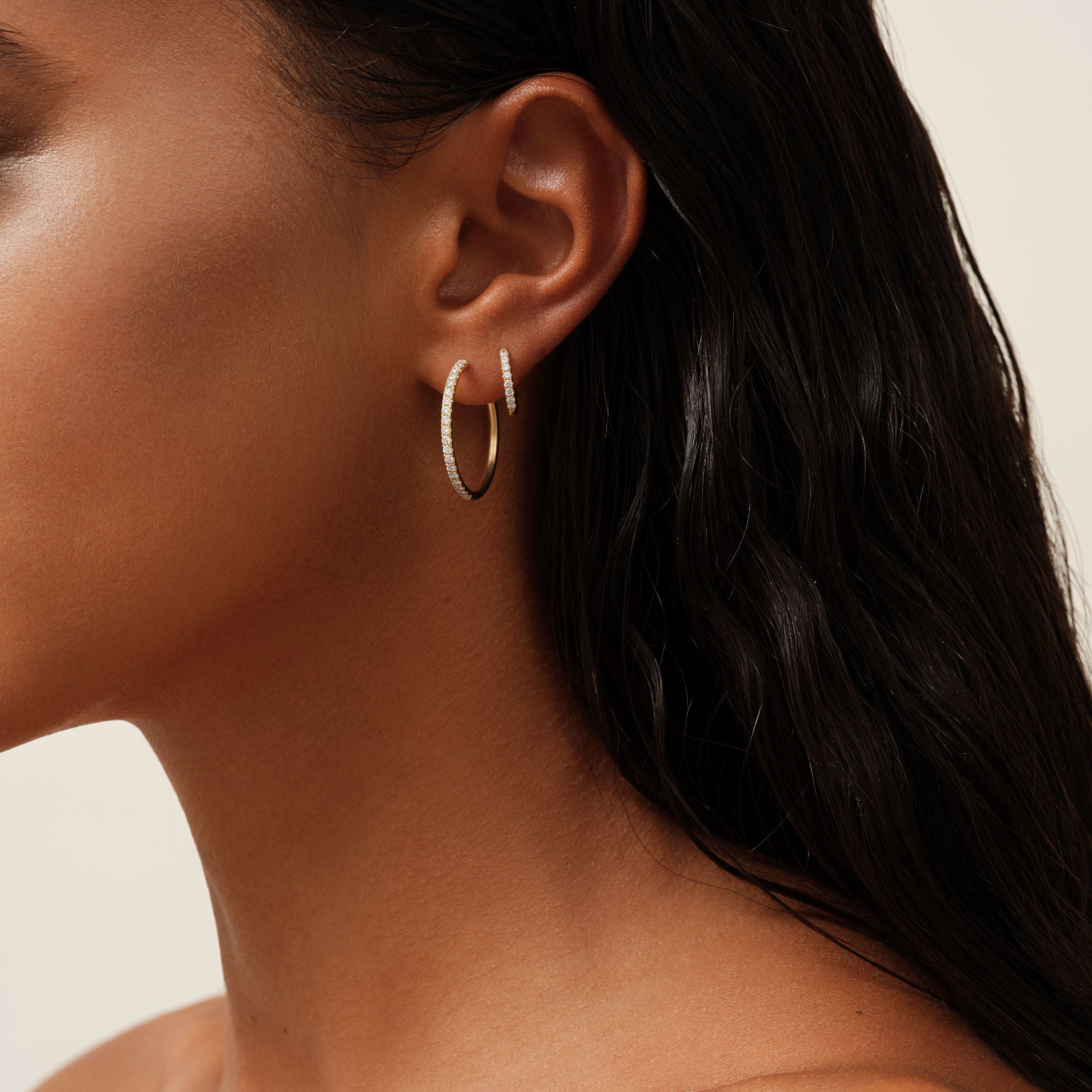 Lulia Mini 14K Gold Hoops w. Diamonds