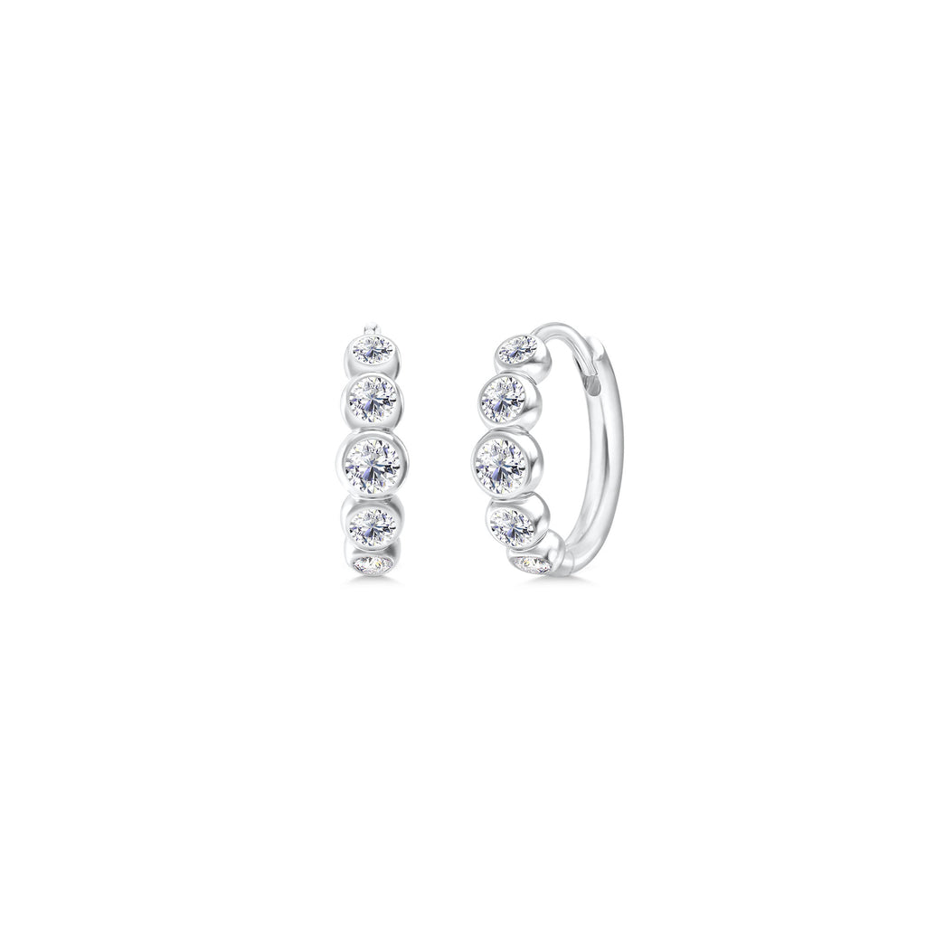 Lumen Medium 18K Whitegold Hoops w. Diamonds