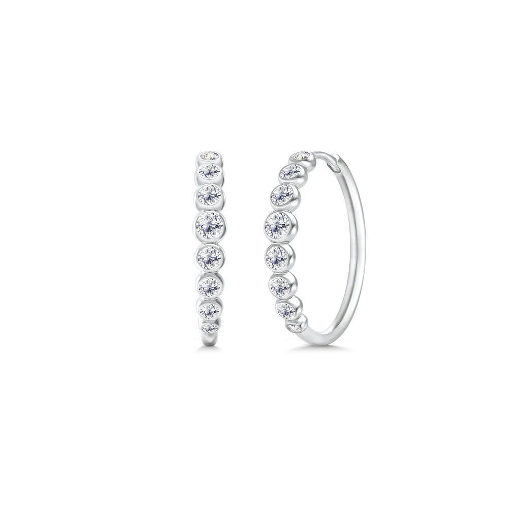 Lumen Midi 18K Whitegold Hoops w. Diamonds