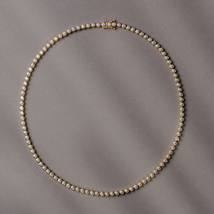 Lumi Collier 18K Gold Tennis Necklace w. Diamonds